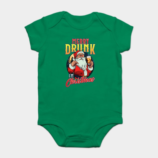 Santa Claus Merry Drunk, I’m Christmas Baby Bodysuit by creative